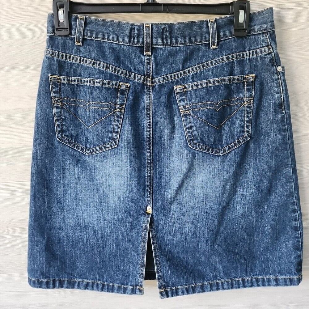 Quiksilver Juniors Size 13 Dark Wash Denim A Line Back Slit Roxy Jean Skirt - Picture 4 of 9